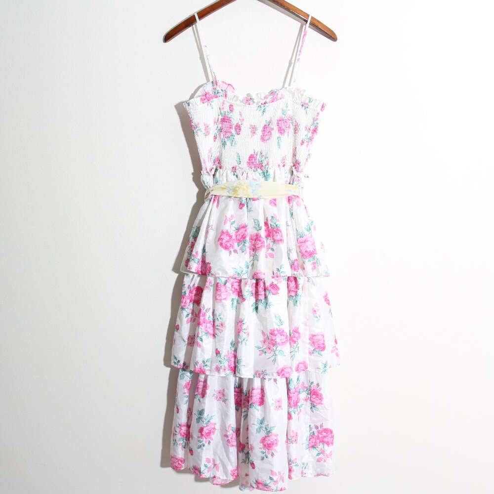 LoveShackFancy x Target Elise Smocked Tiered Dress Floral Midi Smocked Size XS - Picture 12 of 16